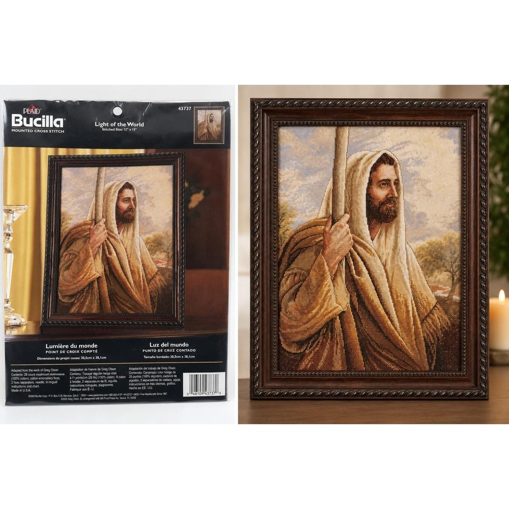 Bucilla Light of the World Cross Stitch KIT 43737 Jesus Greg Olson Plaid 2005